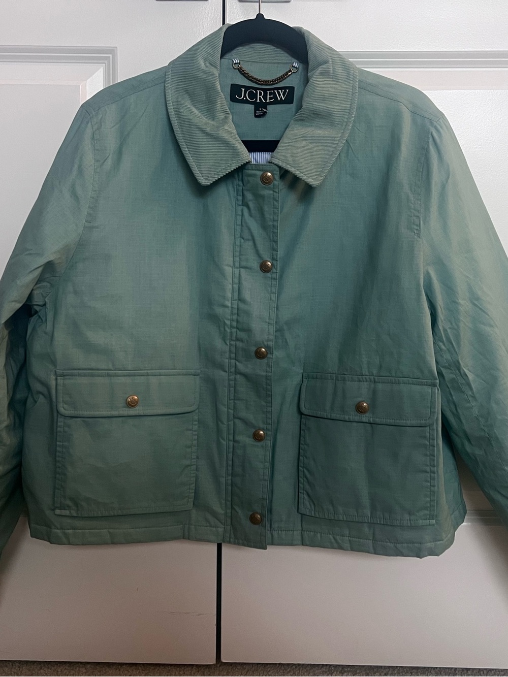 J. Crew Mint Green Utility Jacket with Snap Front